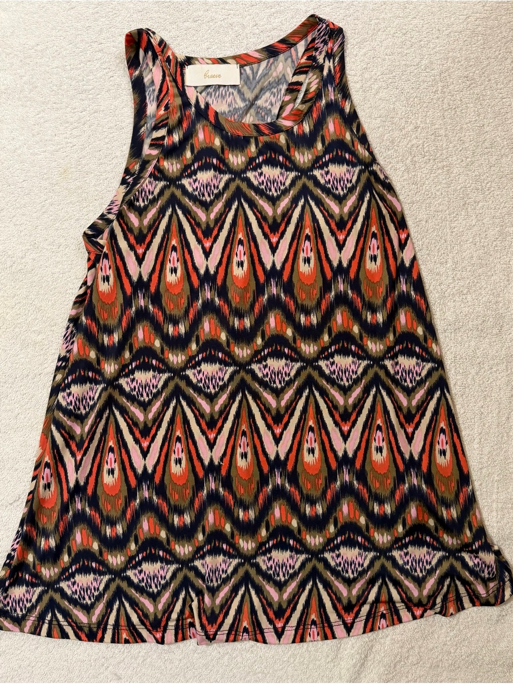 Braeve Veronica M Evereve Ikat Tribal Scoop Neck Geometric Swing Tank Top